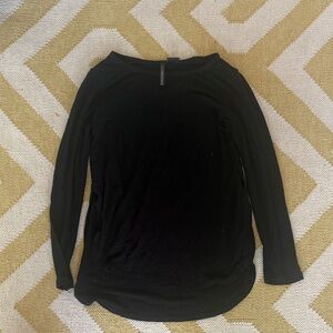 Women's Black Long Sleeve Crewneck Top